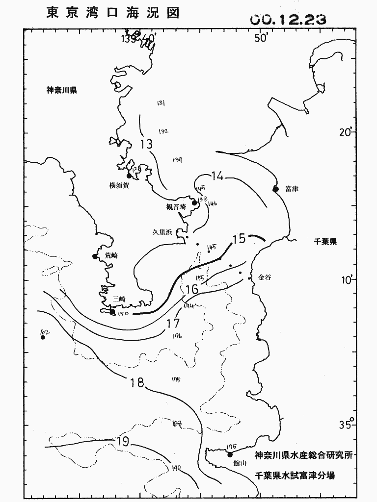 海況図, 東京湾口海況図 検索結果, (水温分布 等を図示)