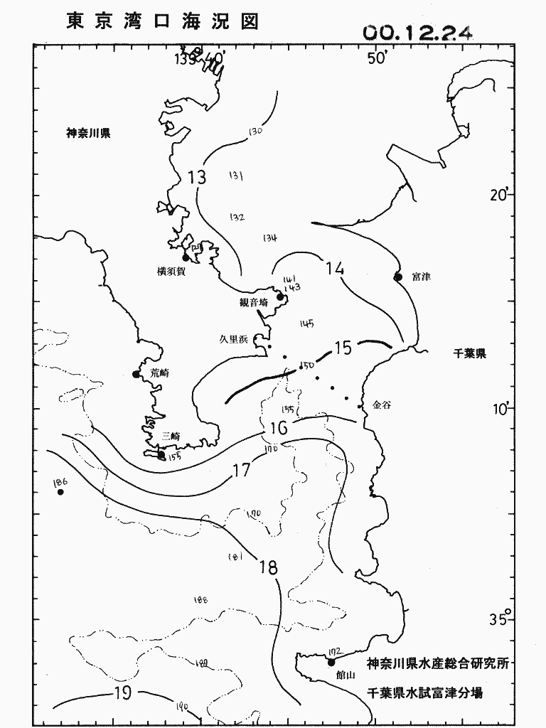 海況図, 東京湾口海況図 検索結果, (水温分布 等を図示)