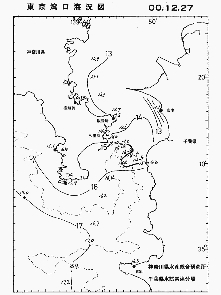海況図, 東京湾口海況図 検索結果, (水温分布 等を図示)