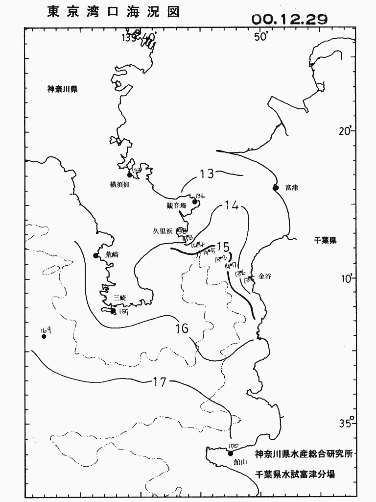 海況図, 東京湾口海況図 検索結果, (水温分布 等を図示)