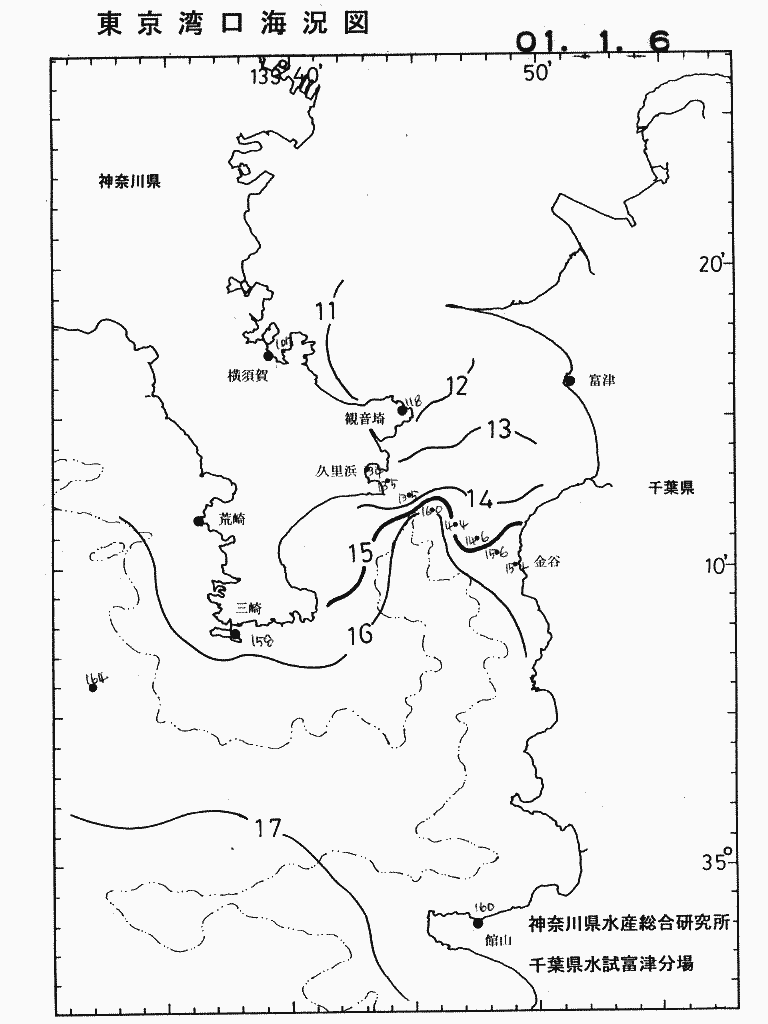 海況図, 東京湾口海況図 検索結果, (水温分布 等を図示)