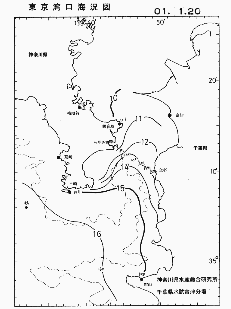 海況図, 東京湾口海況図 検索結果, (水温分布 等を図示)
