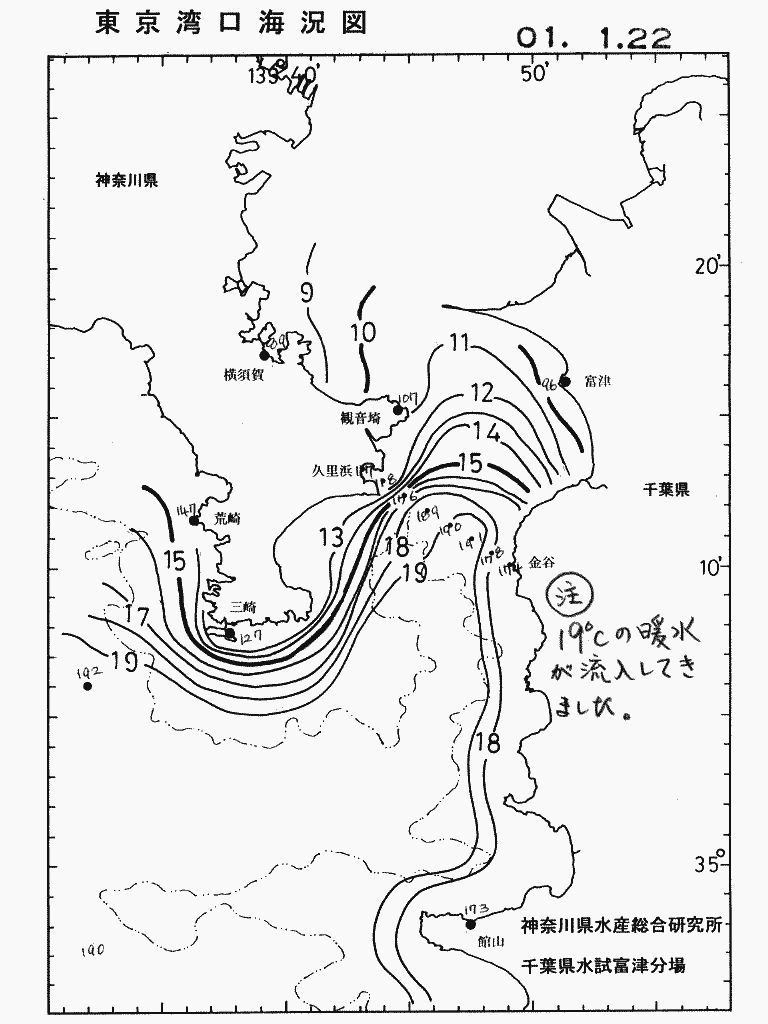 海況図, 東京湾口海況図 検索結果, (水温分布 等を図示)