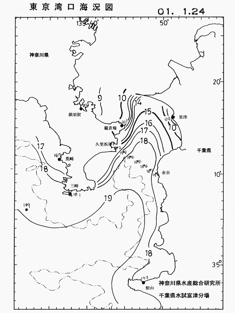 海況図, 東京湾口海況図 検索結果, (水温分布 等を図示)