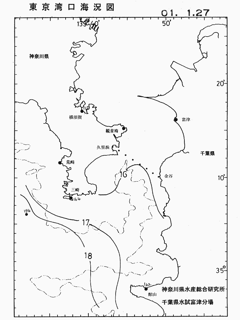 海況図, 東京湾口海況図 検索結果, (水温分布 等を図示)