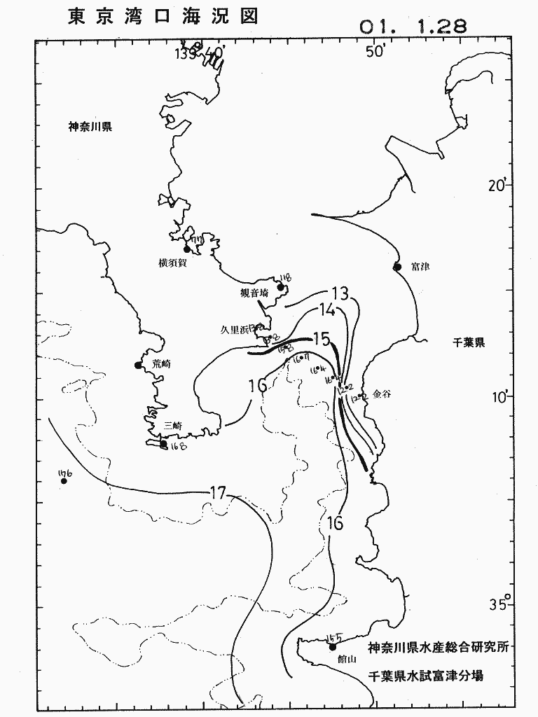 海況図, 東京湾口海況図 検索結果, (水温分布 等を図示)