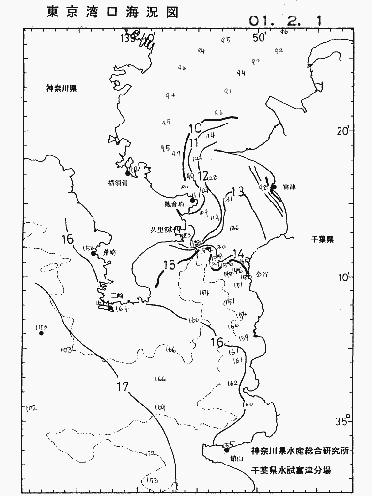海況図, 東京湾口海況図 検索結果, (水温分布 等を図示)