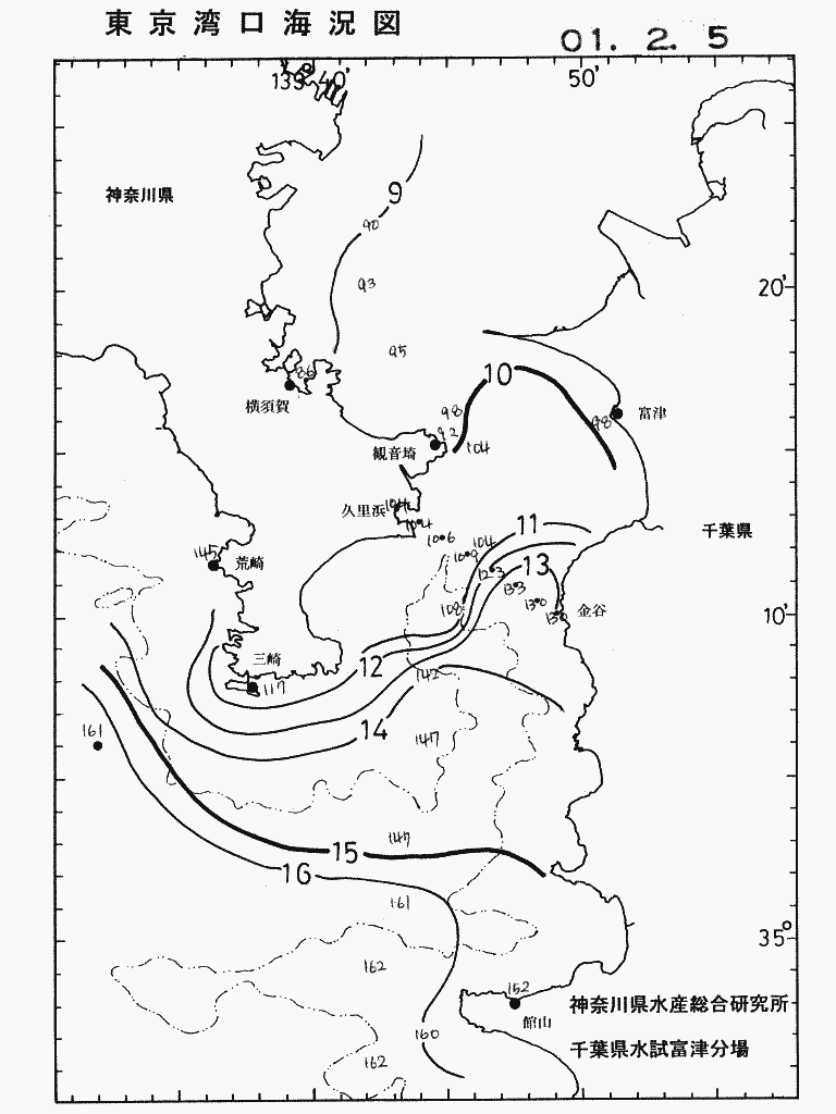 海況図, 東京湾口海況図 検索結果, (水温分布 等を図示)