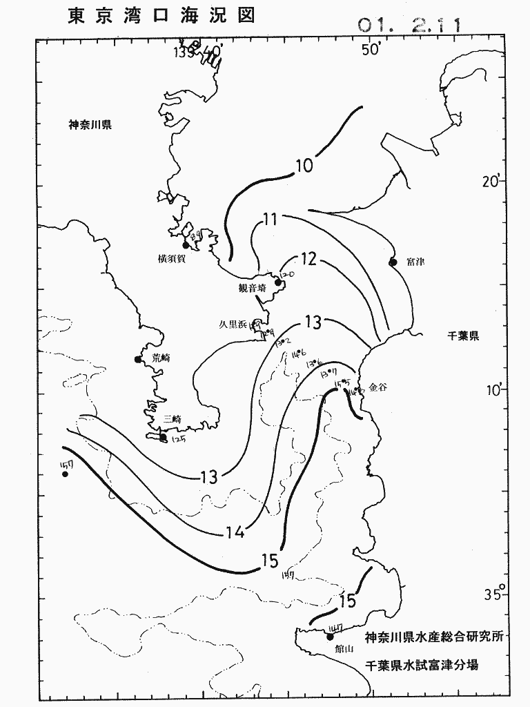 海況図, 東京湾口海況図 検索結果, (水温分布 等を図示)