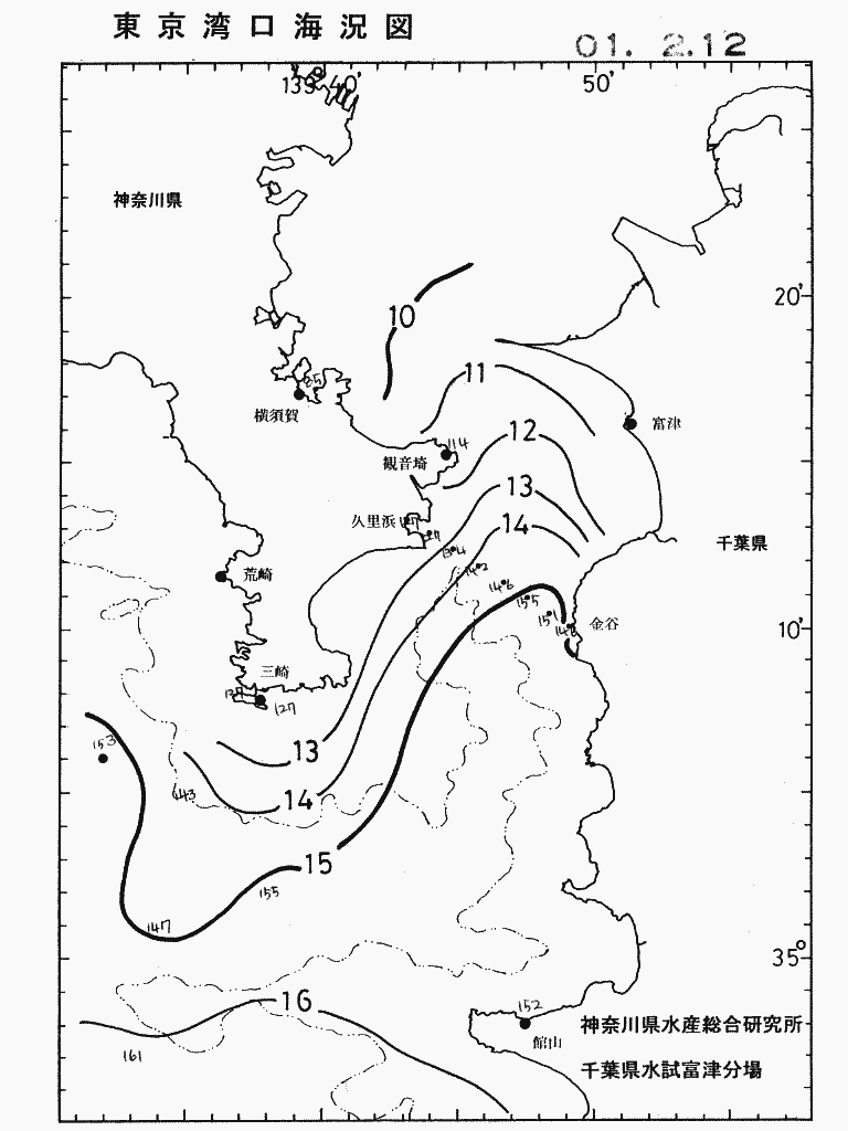 海況図, 東京湾口海況図 検索結果, (水温分布 等を図示)