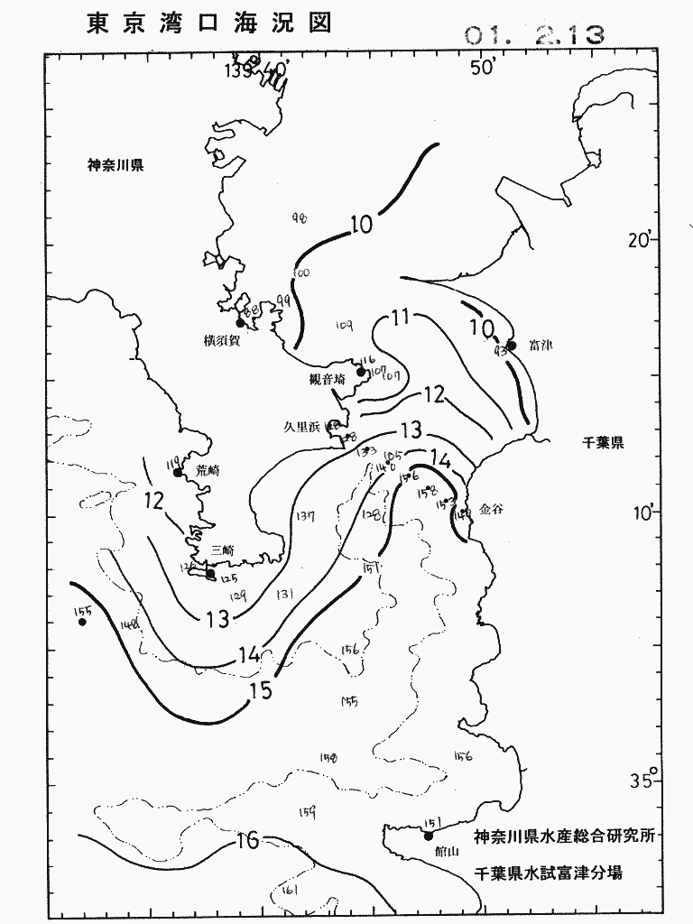 海況図, 東京湾口海況図 検索結果, (水温分布 等を図示)