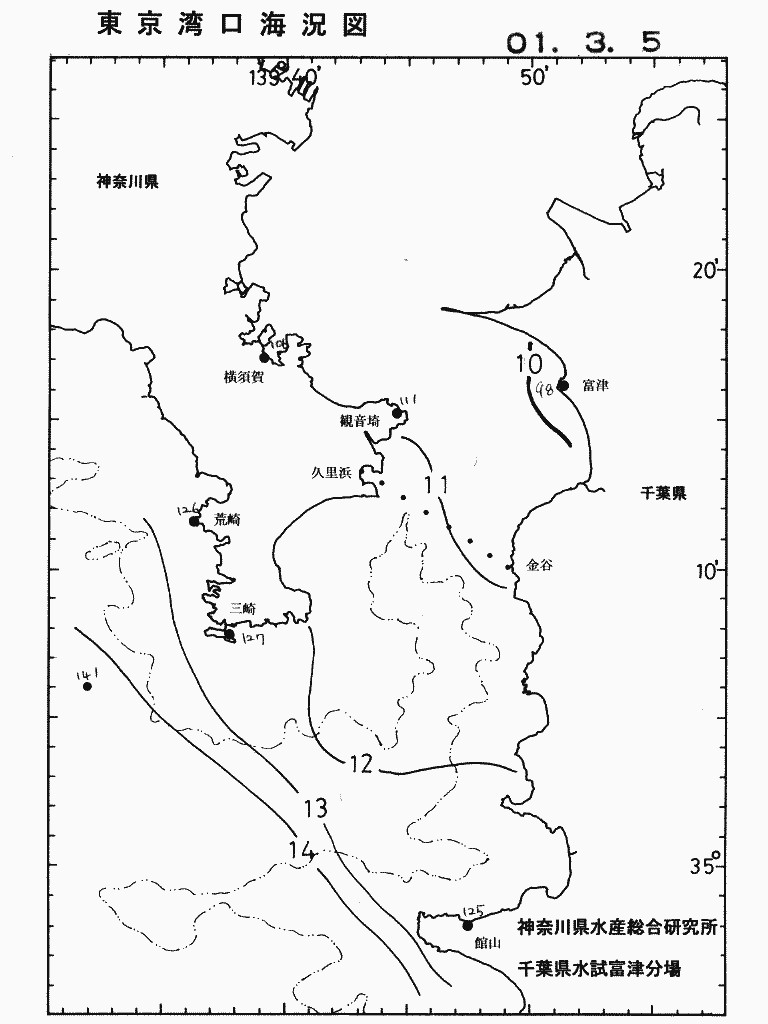 海況図, 東京湾口海況図 検索結果, (水温分布 等を図示)
