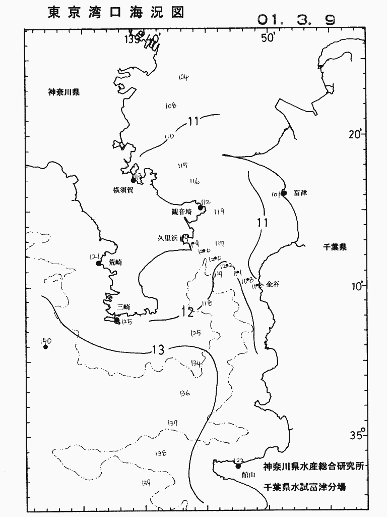 海況図, 東京湾口海況図 検索結果, (水温分布 等を図示)