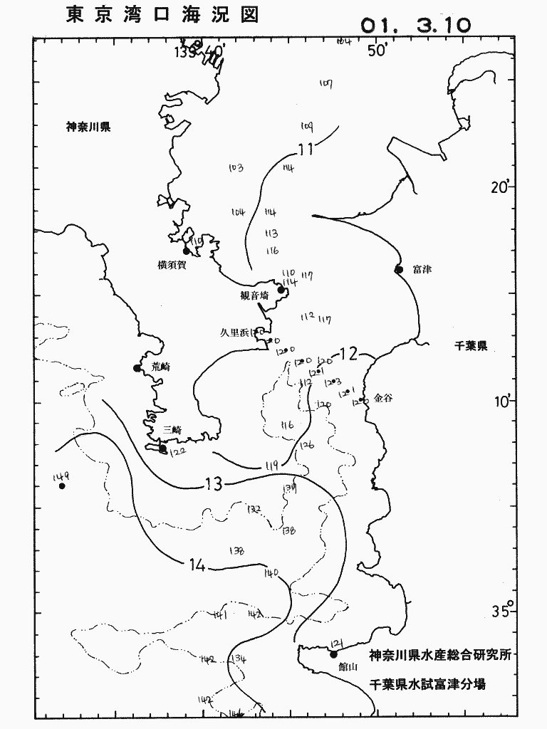 海況図, 東京湾口海況図 検索結果, (水温分布 等を図示)
