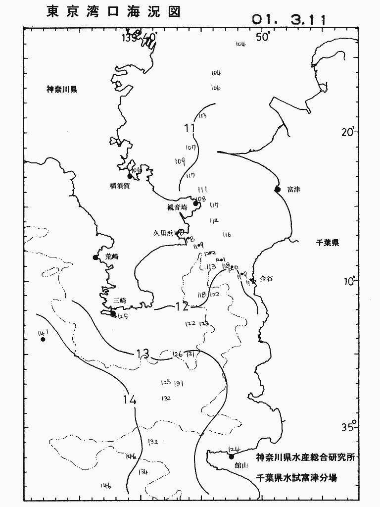海況図, 東京湾口海況図 検索結果, (水温分布 等を図示)