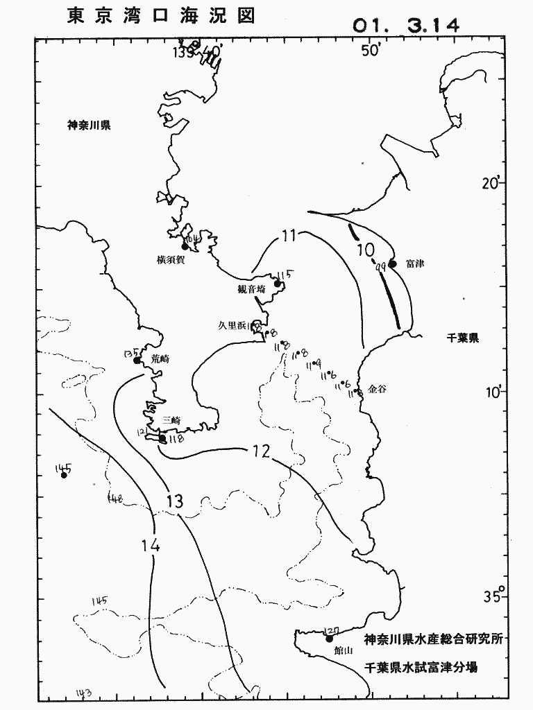 海況図, 東京湾口海況図 検索結果, (水温分布 等を図示)