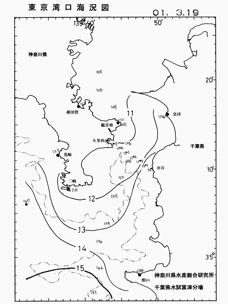 海況図, 東京湾口海況図 検索結果, (水温分布 等を図示)