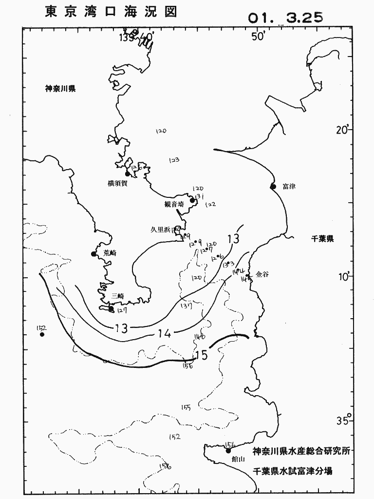 海況図, 東京湾口海況図 検索結果, (水温分布 等を図示)