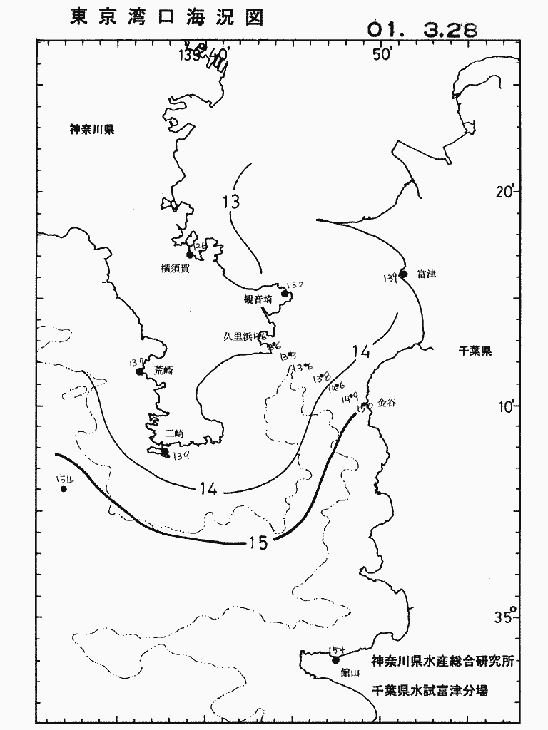 海況図, 東京湾口海況図 検索結果, (水温分布 等を図示)
