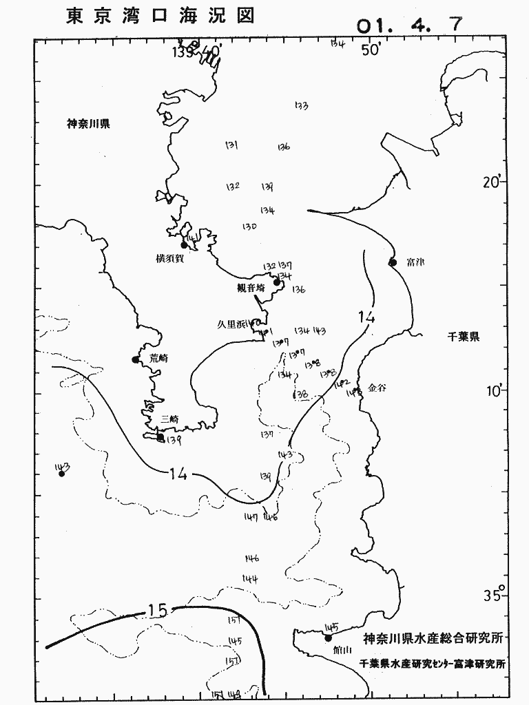 海況図, 東京湾口海況図 検索結果, (水温分布 等を図示)
