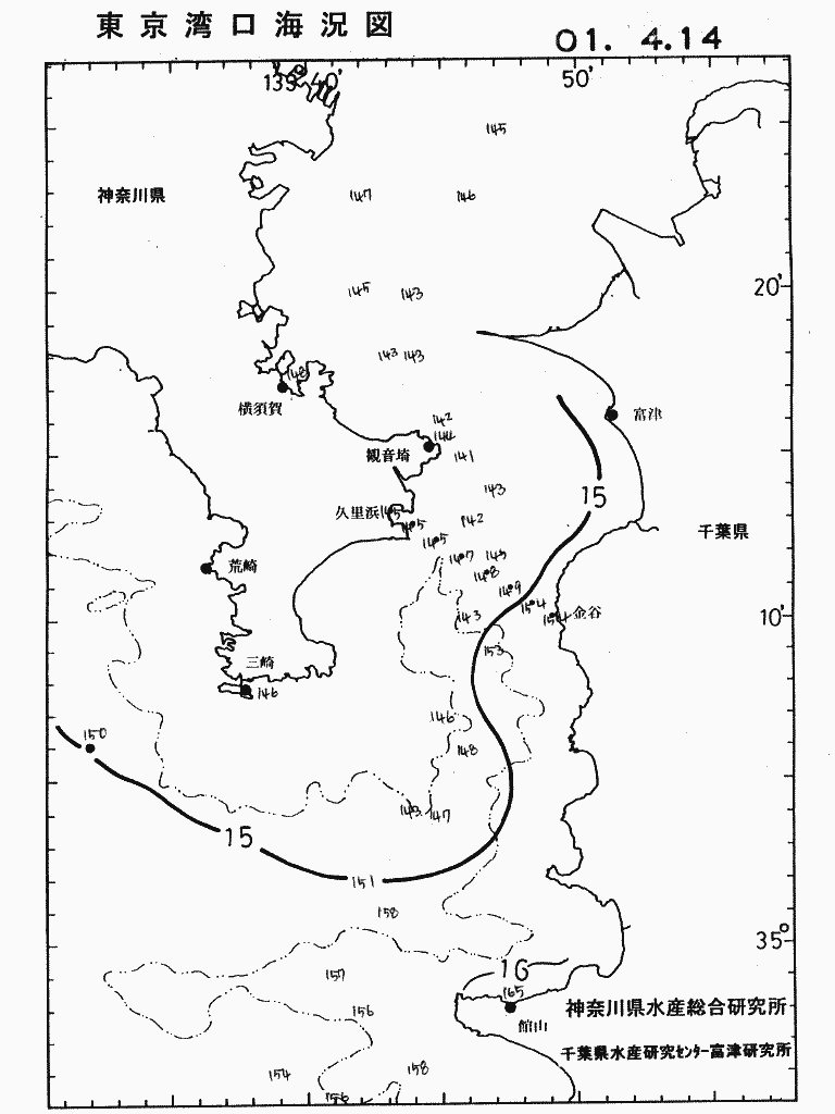 海況図, 東京湾口海況図 検索結果, (水温分布 等を図示)