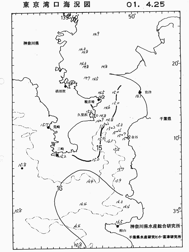 海況図, 東京湾口海況図 検索結果, (水温分布 等を図示)