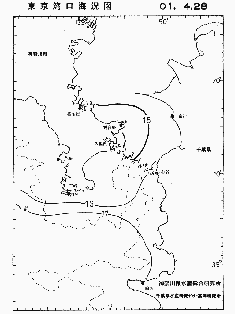 海況図, 東京湾口海況図 検索結果, (水温分布 等を図示)