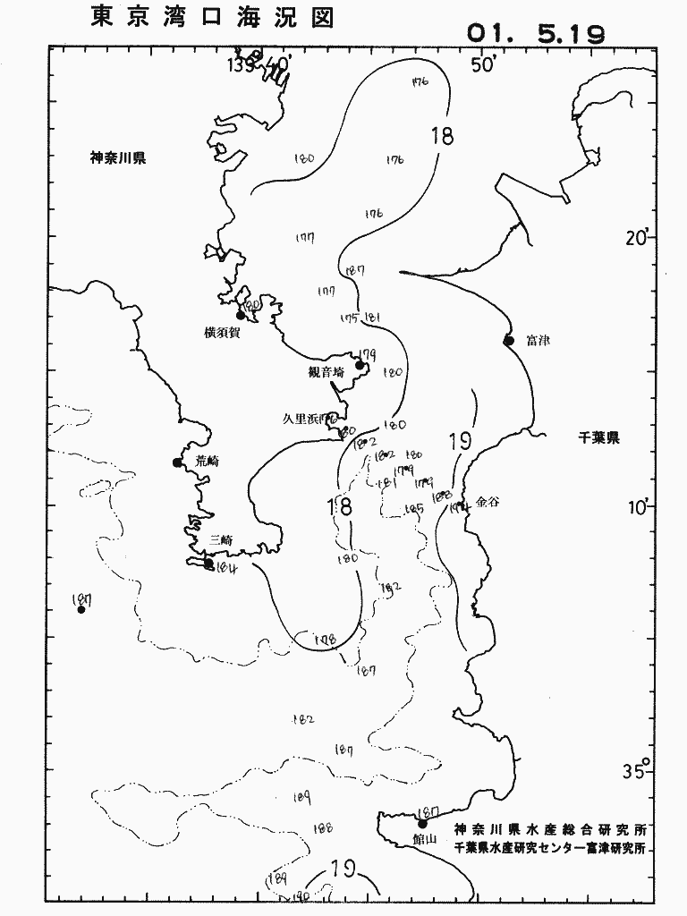 海況図, 東京湾口海況図 検索結果, (水温分布 等を図示)