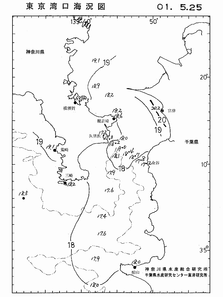 海況図, 東京湾口海況図 検索結果, (水温分布 等を図示)
