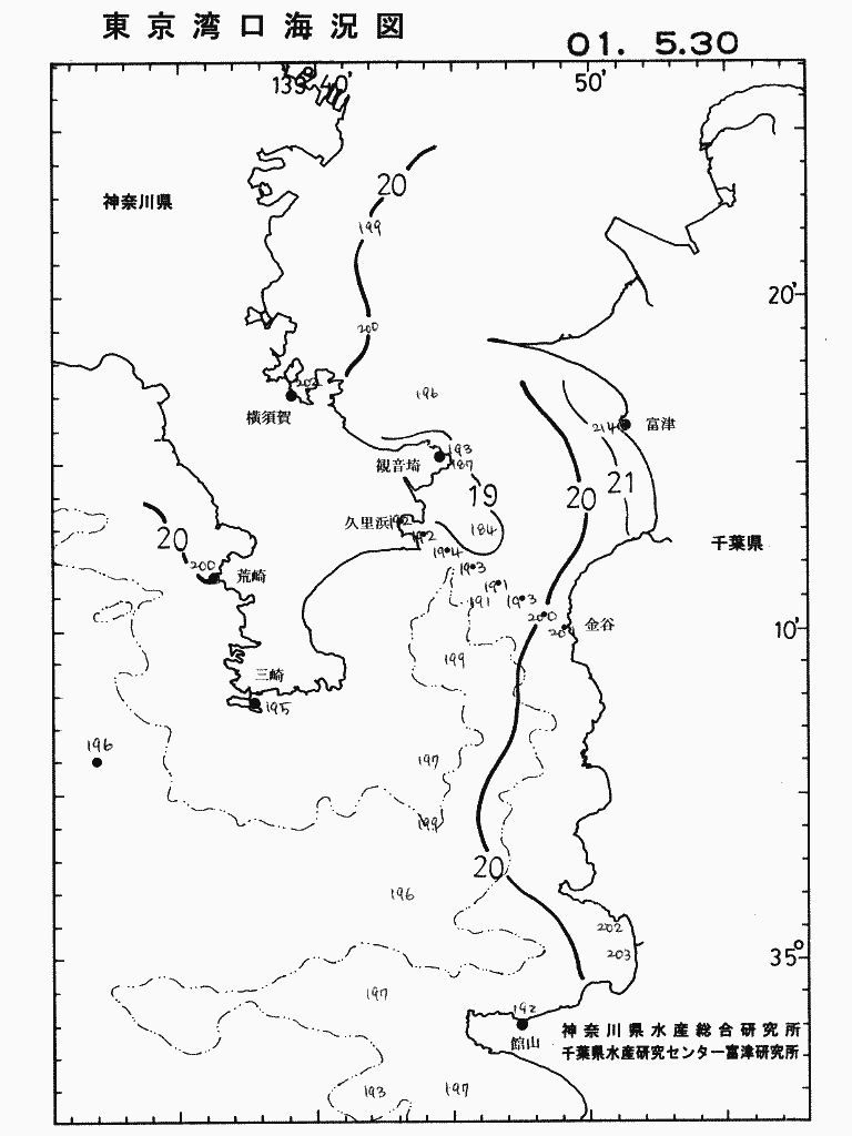海況図, 東京湾口海況図 検索結果, (水温分布 等を図示)