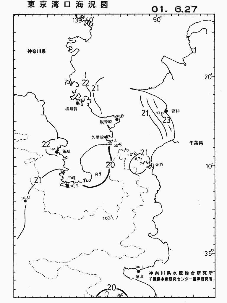 海況図, 東京湾口海況図 検索結果, (水温分布 等を図示)