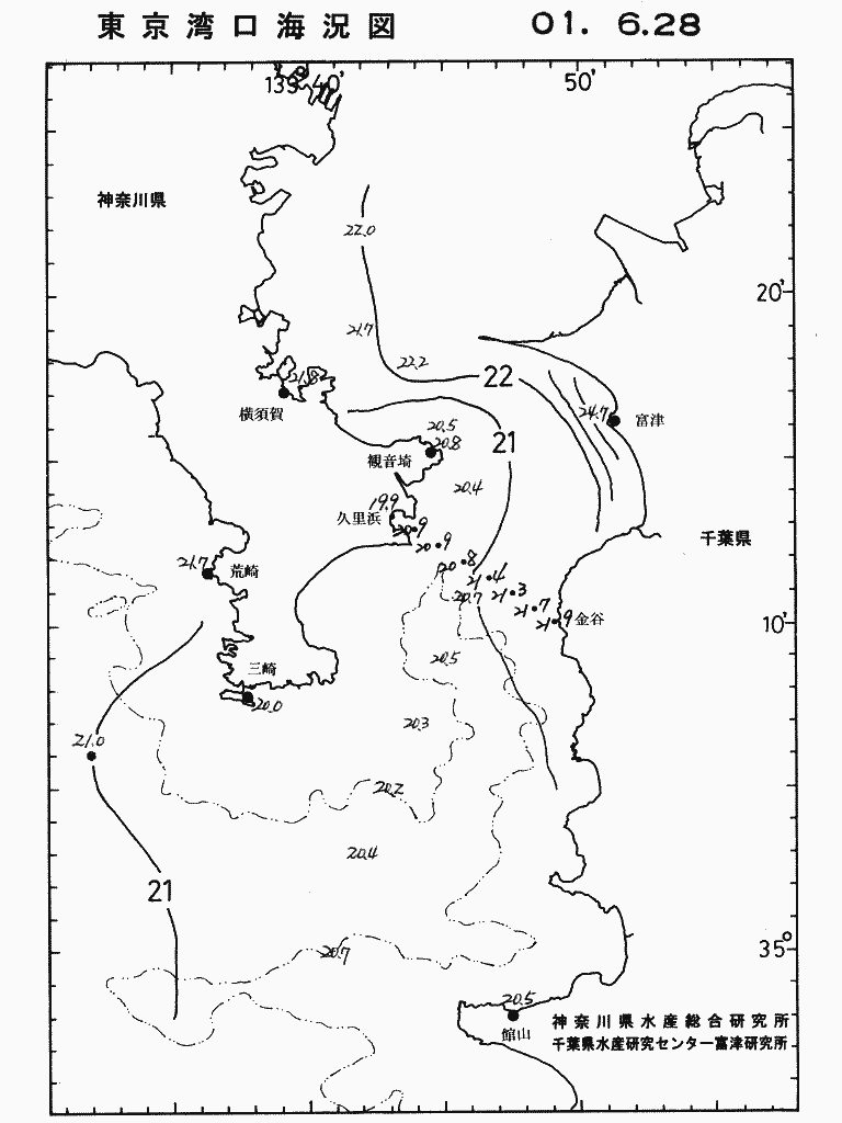 海況図, 東京湾口海況図 検索結果, (水温分布 等を図示)