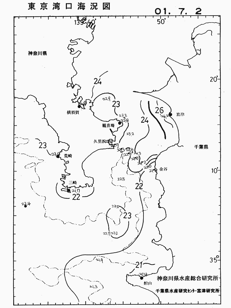 海況図, 東京湾口海況図 検索結果, (水温分布 等を図示)
