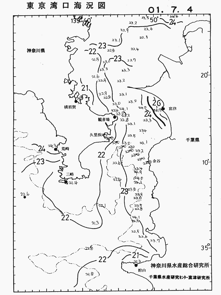海況図, 東京湾口海況図 検索結果, (水温分布 等を図示)