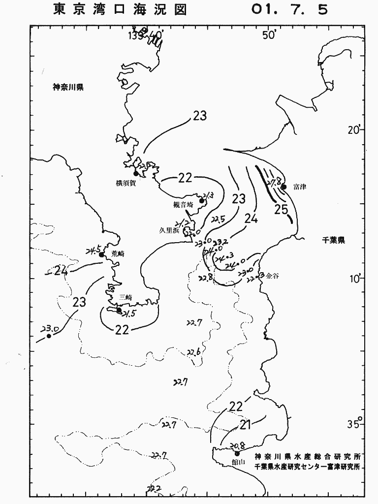 海況図, 東京湾口海況図 検索結果, (水温分布 等を図示)