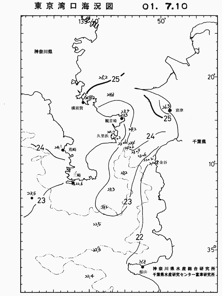 海況図, 東京湾口海況図 検索結果, (水温分布 等を図示)