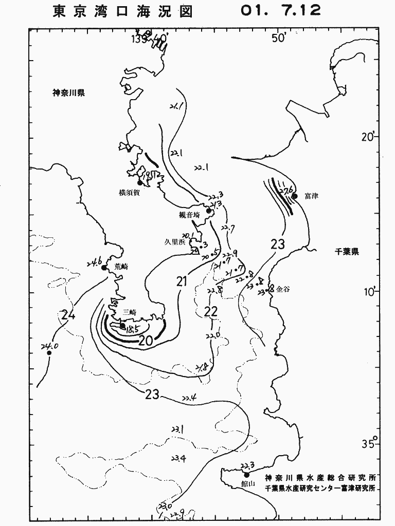 海況図, 東京湾口海況図 検索結果, (水温分布 等を図示)