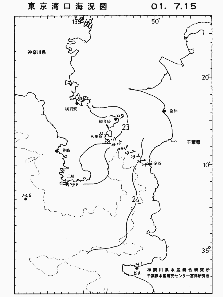 海況図, 東京湾口海況図 検索結果, (水温分布 等を図示)