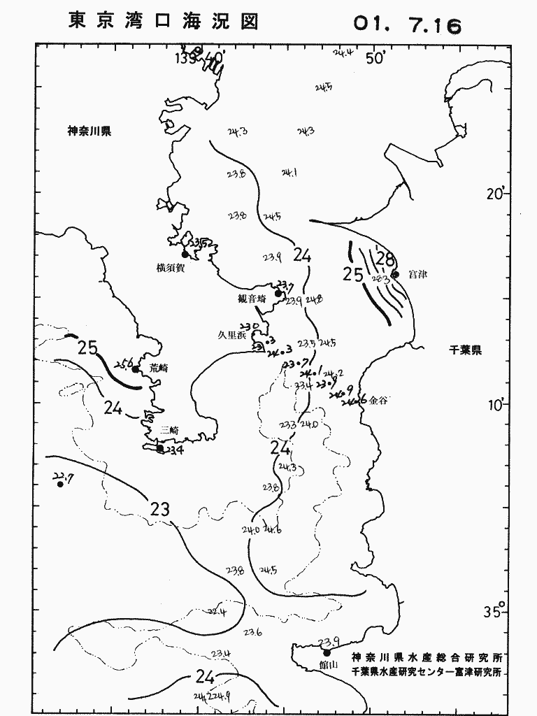 海況図, 東京湾口海況図 検索結果, (水温分布 等を図示)