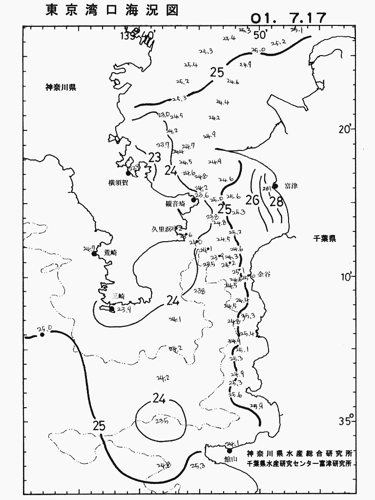 海況図, 東京湾口海況図 検索結果, (水温分布 等を図示)
