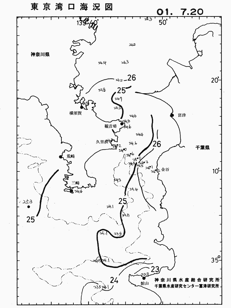 海況図, 東京湾口海況図 検索結果, (水温分布 等を図示)
