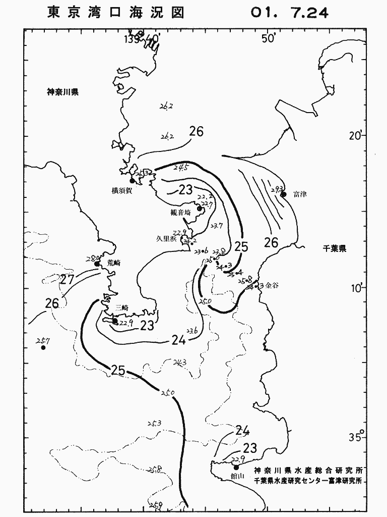 海況図, 東京湾口海況図 検索結果, (水温分布 等を図示)
