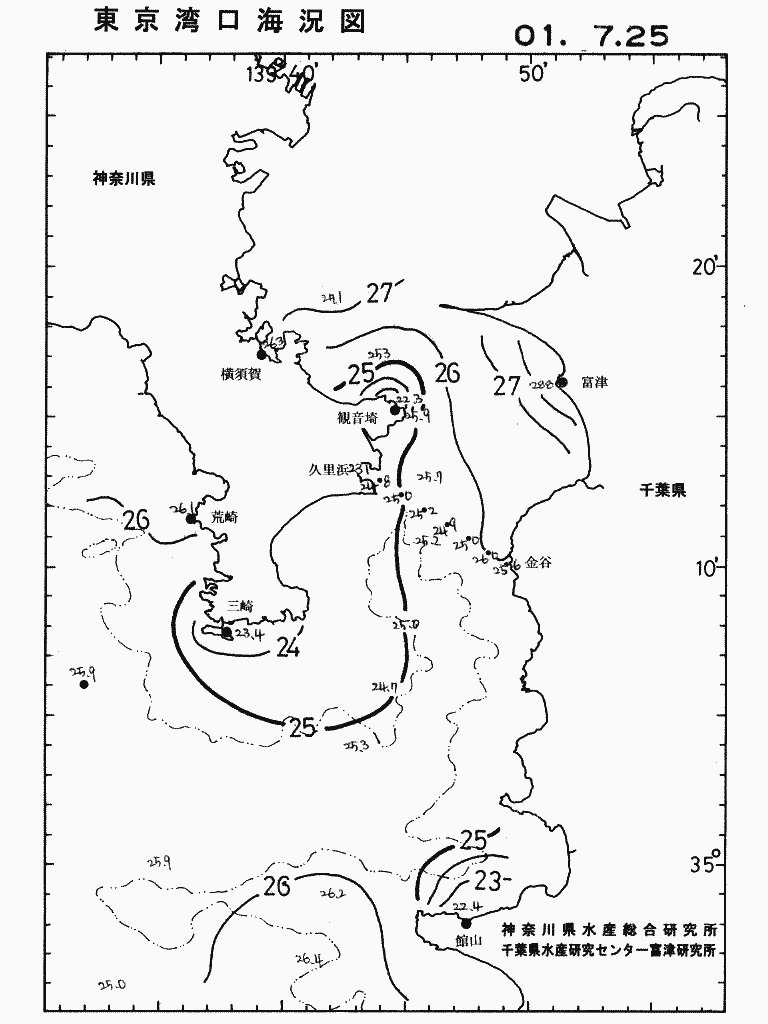 海況図, 東京湾口海況図 検索結果, (水温分布 等を図示)