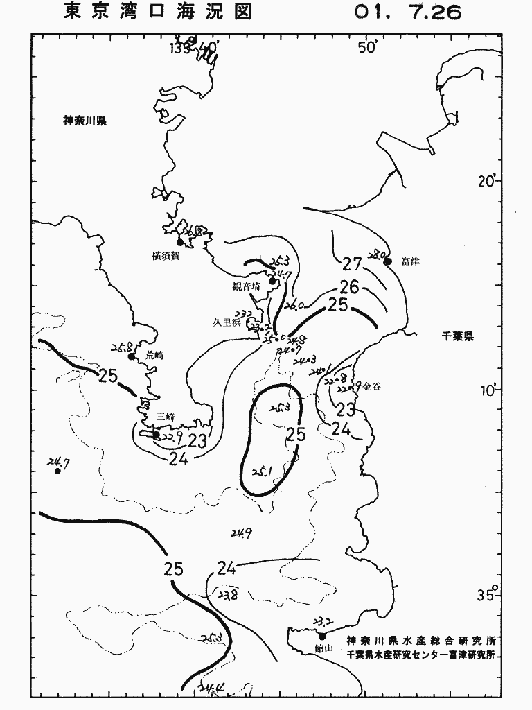 海況図, 東京湾口海況図 検索結果, (水温分布 等を図示)