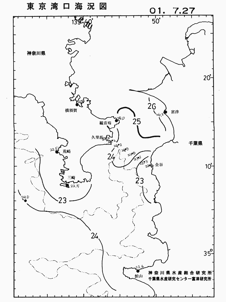 海況図, 東京湾口海況図 検索結果, (水温分布 等を図示)