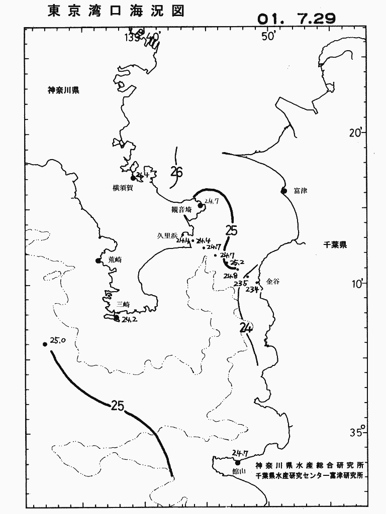 海況図, 東京湾口海況図 検索結果, (水温分布 等を図示)