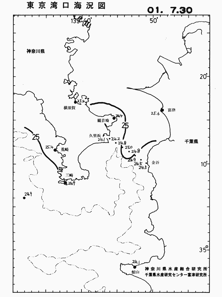 海況図, 東京湾口海況図 検索結果, (水温分布 等を図示)