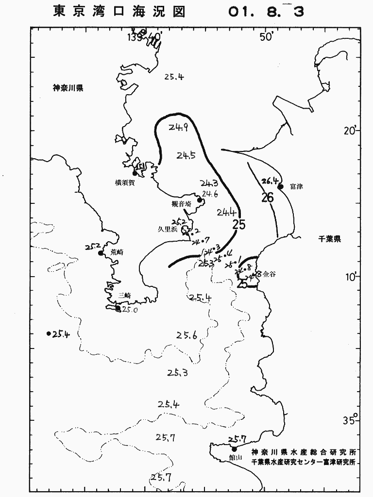 海況図, 東京湾口海況図 検索結果, (水温分布 等を図示)