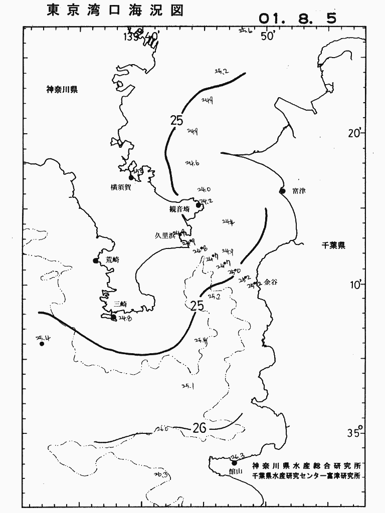 海況図, 東京湾口海況図 検索結果, (水温分布 等を図示)