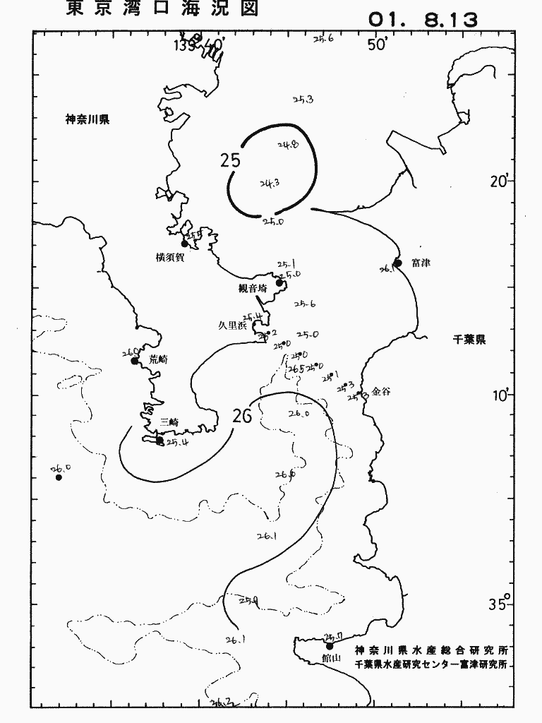 海況図, 東京湾口海況図 検索結果, (水温分布 等を図示)